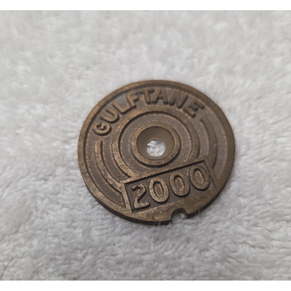 Vintage Gulf Oil Gulftane Gas Pump Price Wheel Token Brass Variator 2000 Dial